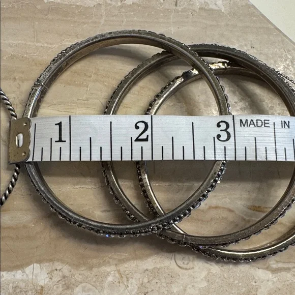 Silver Multi-Style Stackable Bangle Sets - Picture 8 of 10